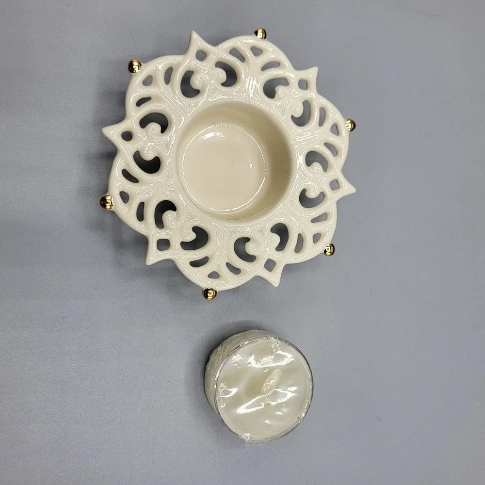 Vintage Lenox Snow Lights Porcelain Sparkle Votive Candle Holder Taiwan